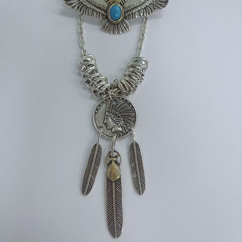 Bridge Point Gold Flying Eagle Feather Trendy Simple Necklace