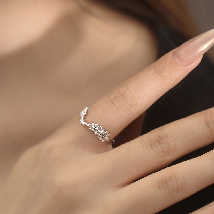 Women's Wheat Love Heart-shaped Light Luxury Minority Exquisite High-grade Simple Versatile Ring