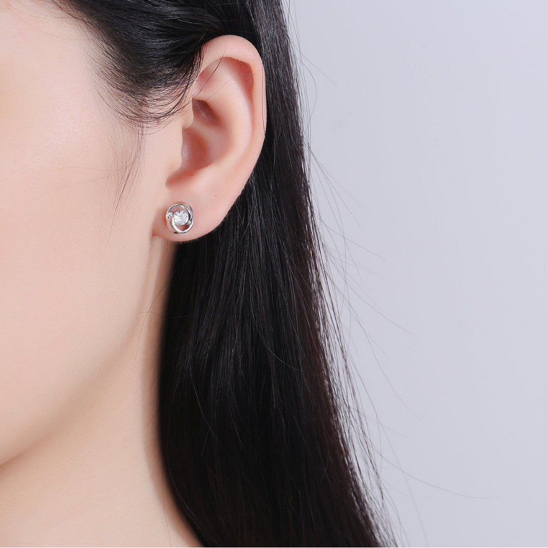 Women's For Sier-plated Ear Rotating Love Simple Stud Earrings