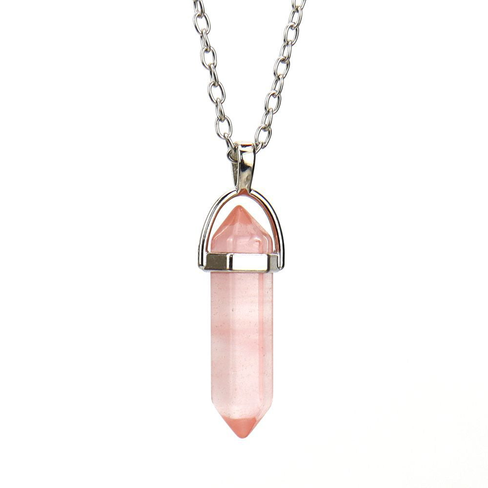 Agate Synthetic Crystal Hexagon Prism Soul Pendants
