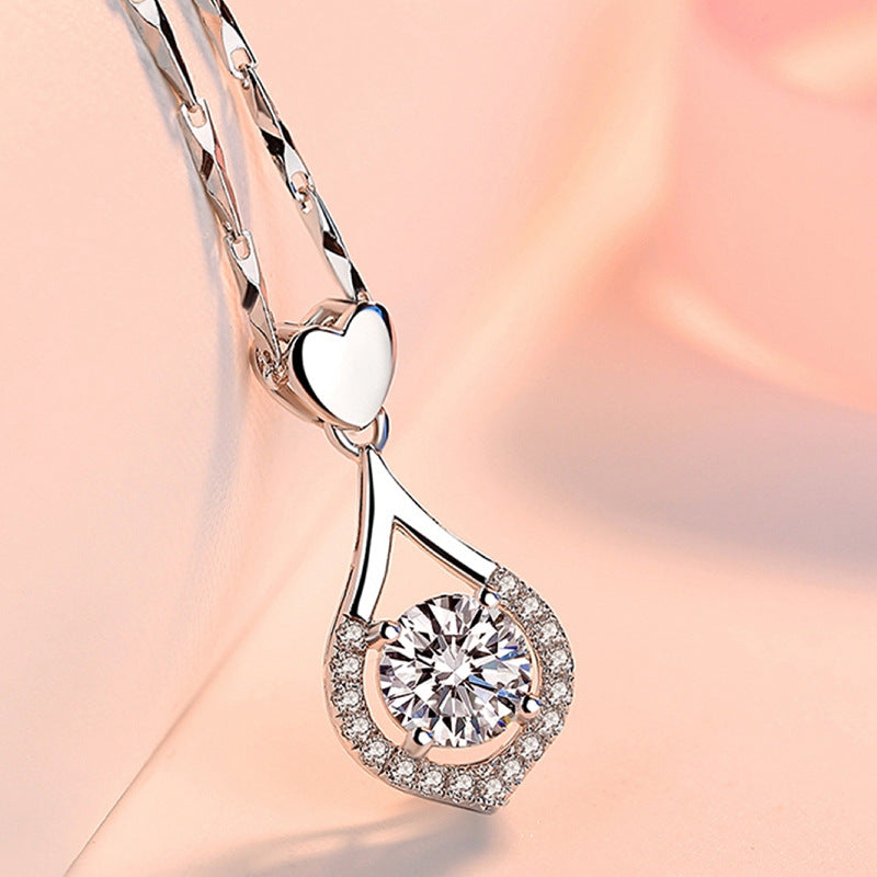 Fashion Sier Love Water Drop Tender Pendants