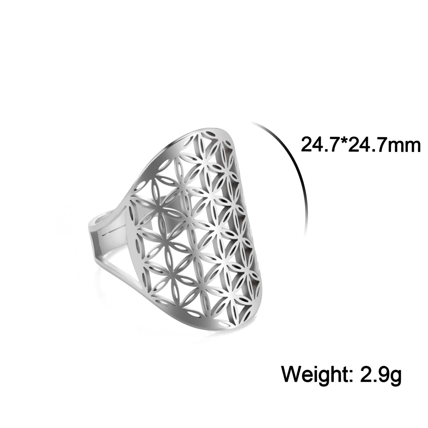 Women's Adjustable Stainless Steel Sacred Geometric For Charm Rings