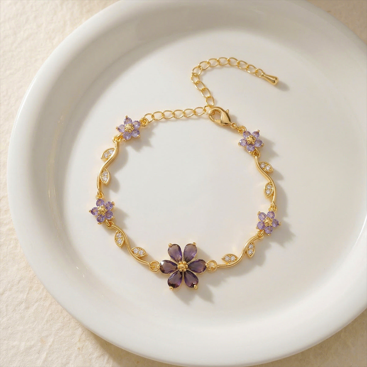 Style Flower Bow Tie Small Fresh Copper Inlaid Zircon High Bracelet