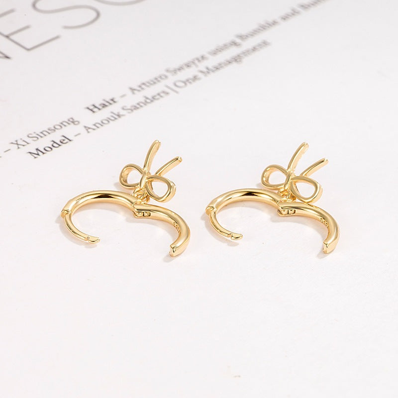 Women's Earclip Hollow Bow For Niche Design Graceful Rings