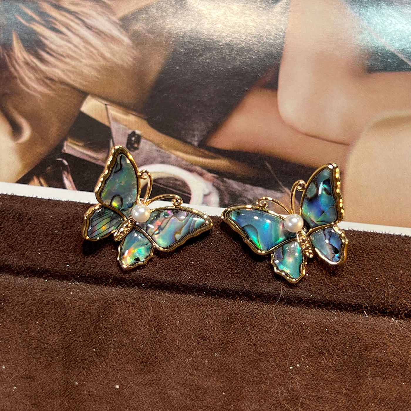 Women's Abalone Shell Series Gold Plated Environmental Protection Fashion French High-grade Earrings