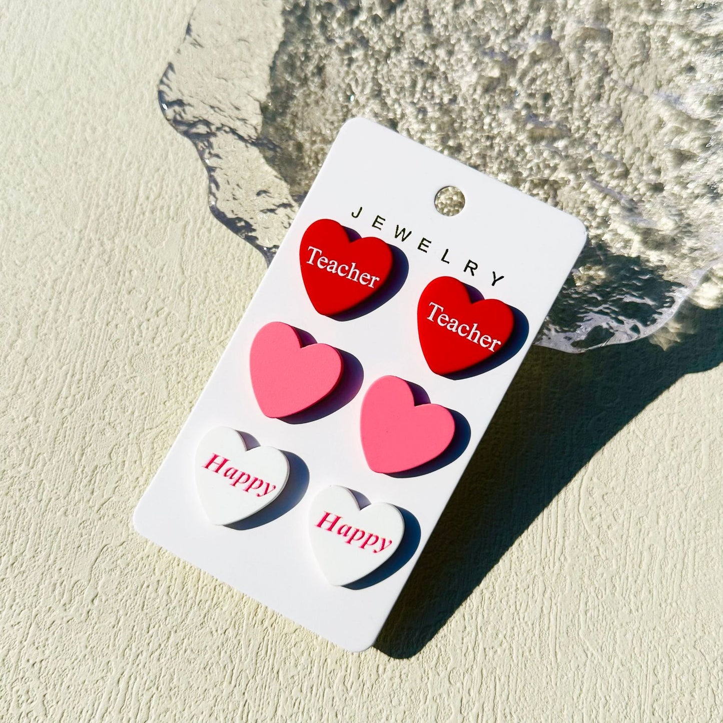 Women's Valentine's Day Denim Love Paint Printing Clay Quality Earrings