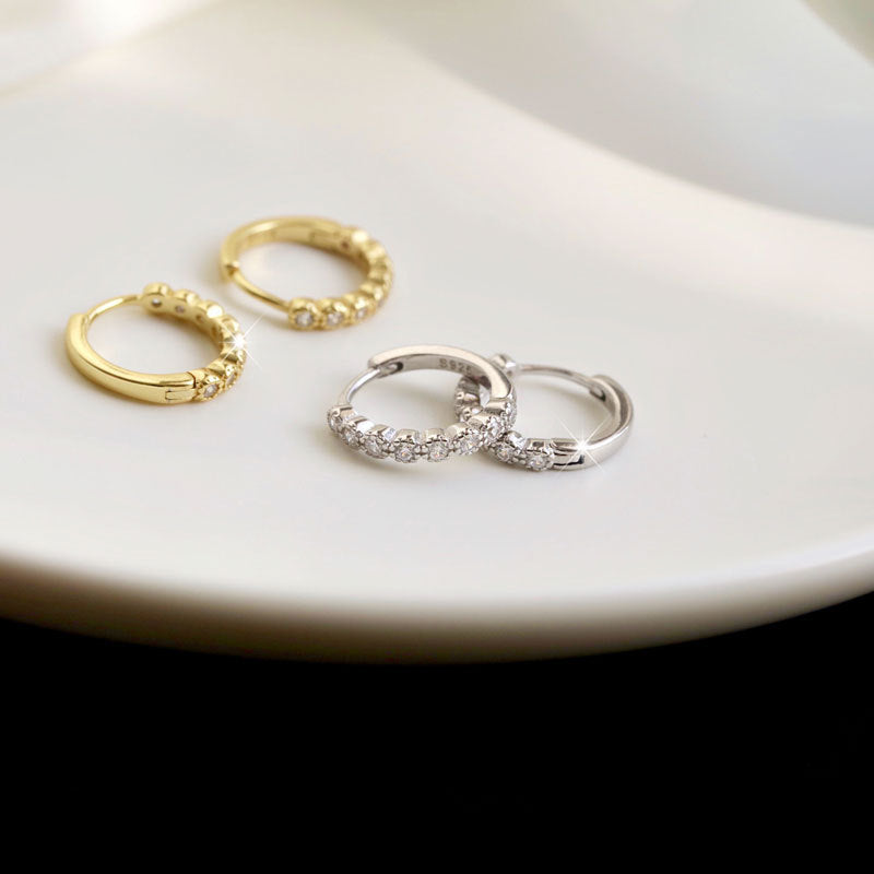 Women's Sterling Sier Diamond Fashionable Temperament Niche Stud Earrings