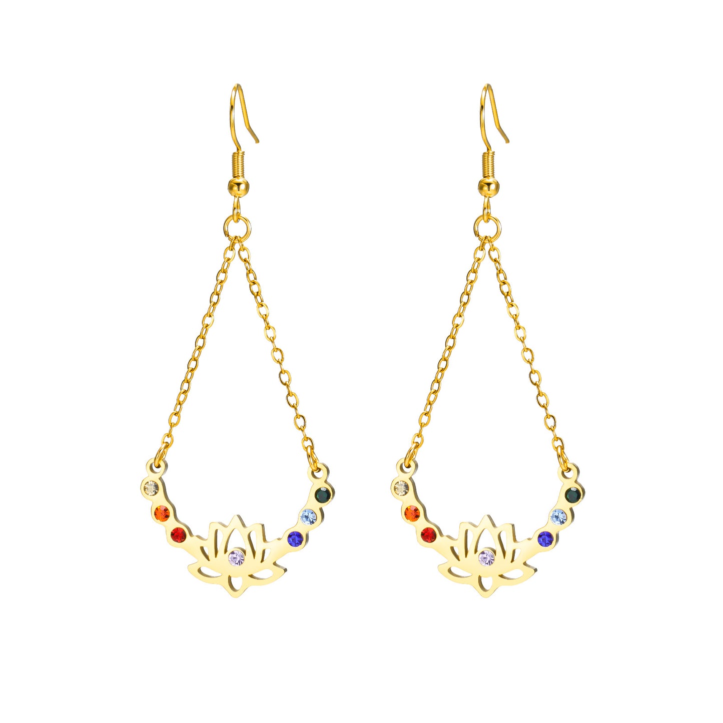 Niche Design Light Luxury Diamond Lotus Stainless Earrings