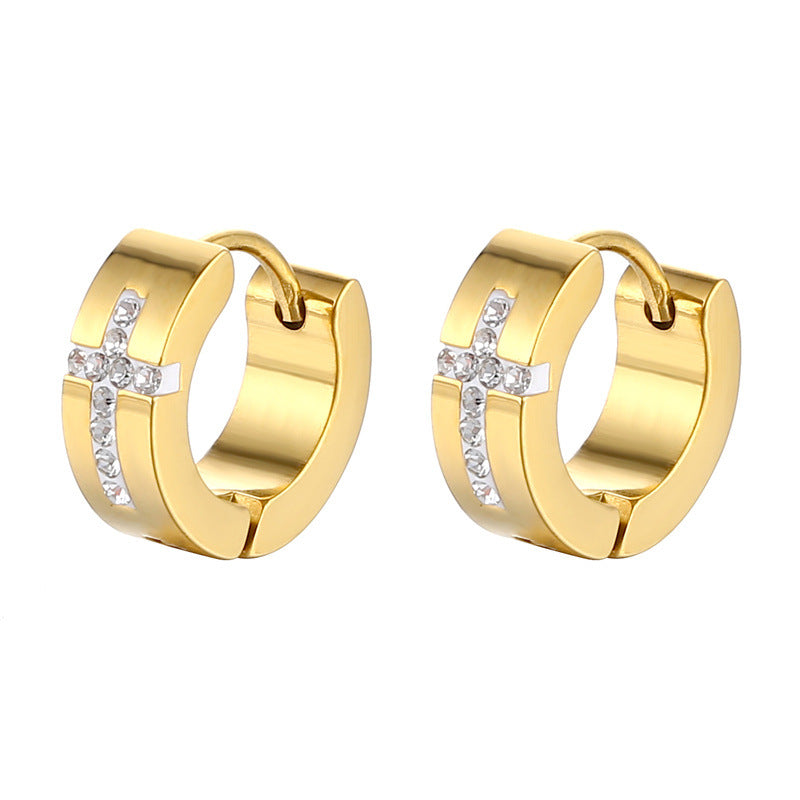 Women's & Men's Creative Carved Cross Light Luxury Clip Trendy Unique High-grade Earrings