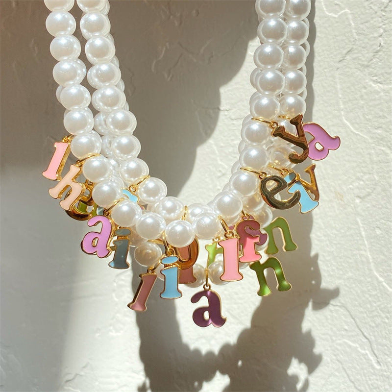 Oil Dripping Letter Can Be Random Combination Necklaces