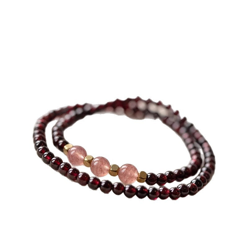 Natural Wine Red Real Garnet Female Strawberry Lucky Bracelets