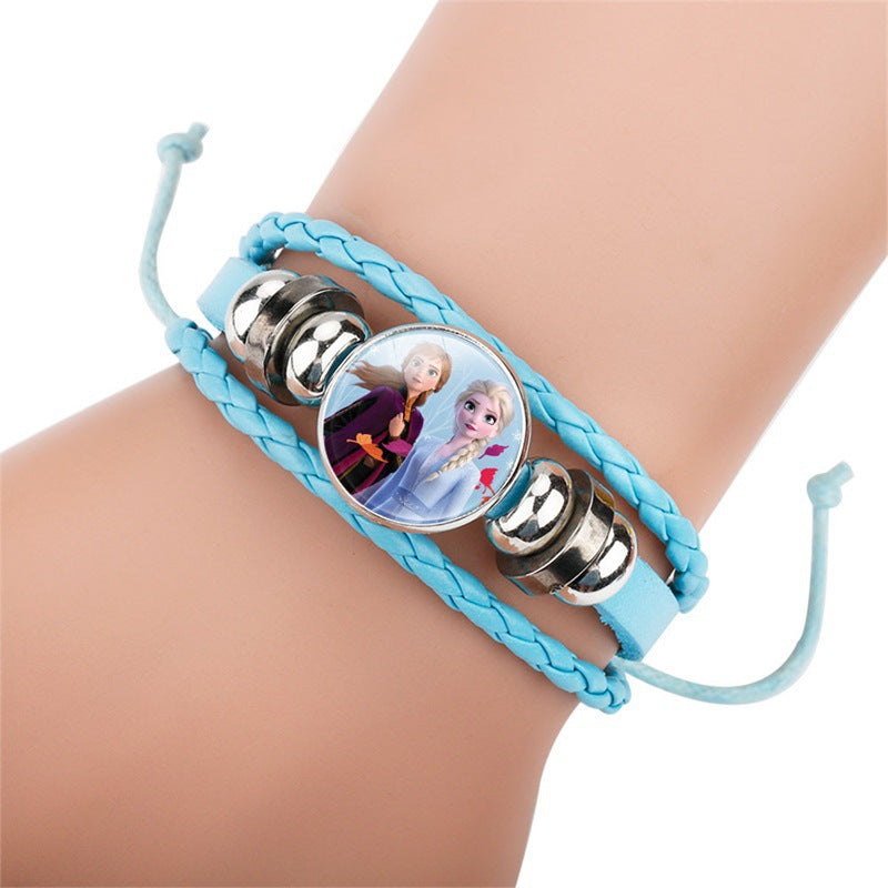 Children's Elsa Hours Cartoon Light Gem Handmade Bracelets