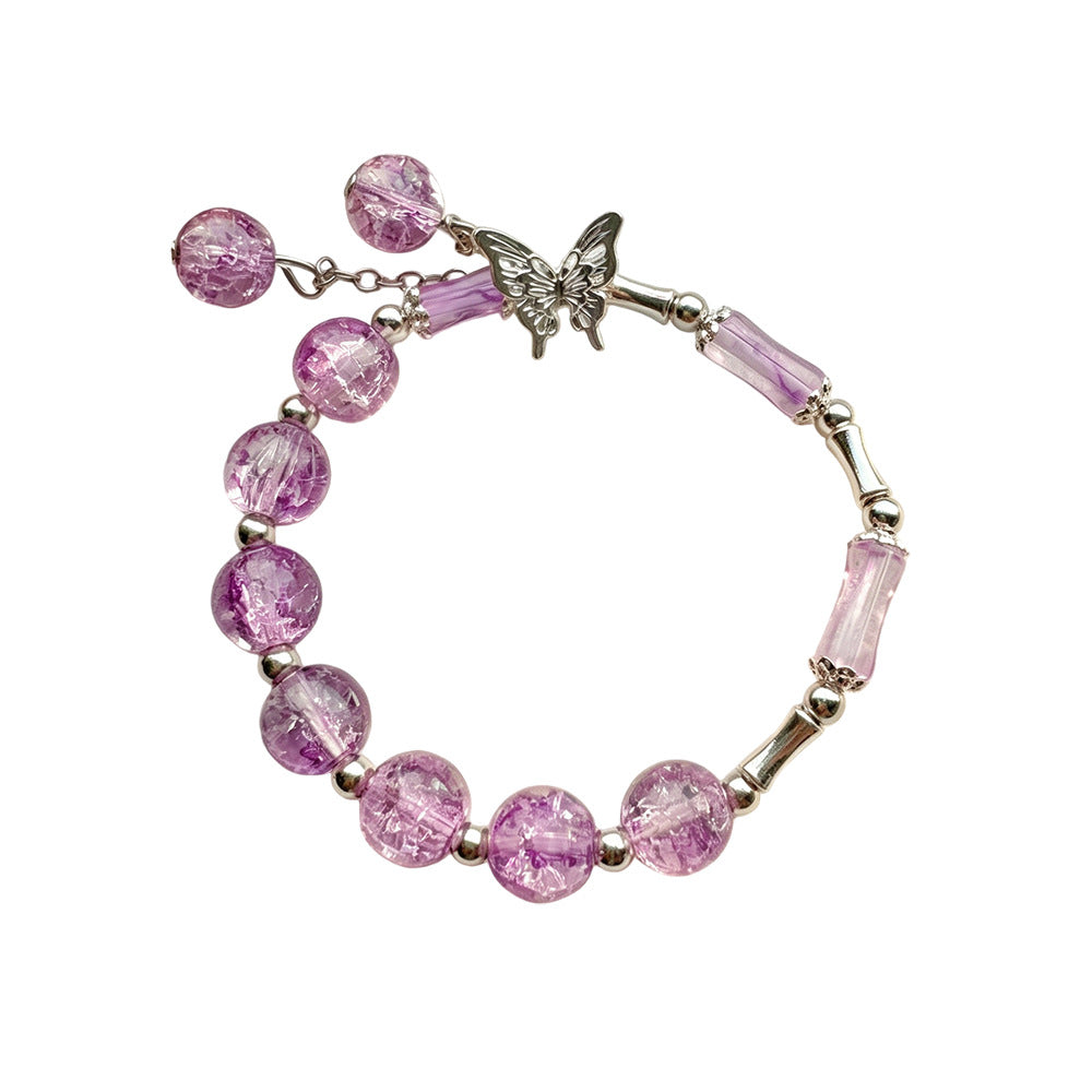 Transparent Bamboo Glazed Female Butterfly Floral High-grade Live Broadcast Scenic Bracelet