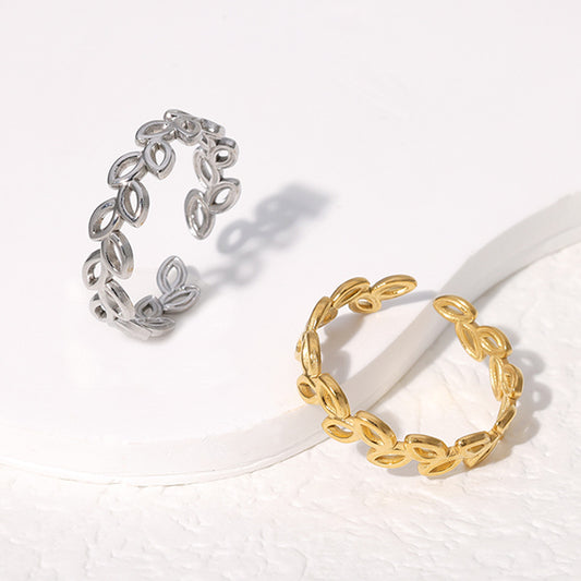 Female Fresh Leaf Simple Cold Style Rings