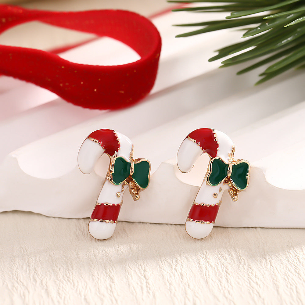 Fashion Elk Tree Snowflake Rhinestone Personalized Stud Earrings