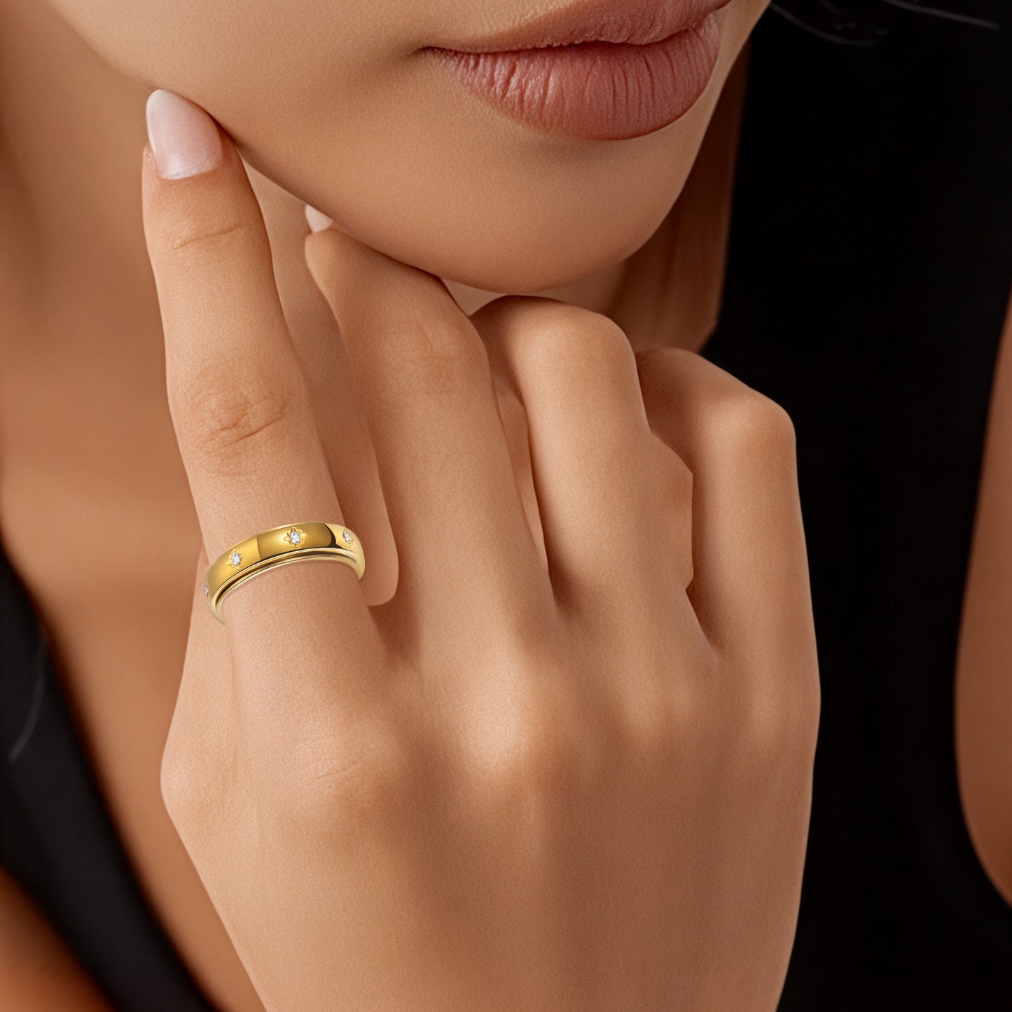 Women's Titanium Steel Simple Niche With Diamond Ring