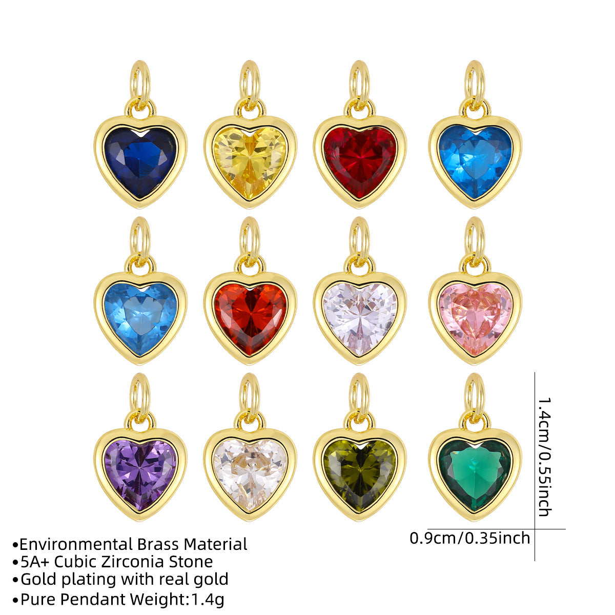 Love Gold Zircon Peach Heart Handmade High Pendants