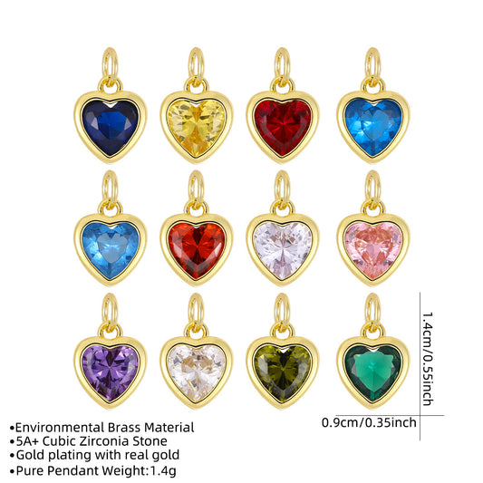 Love Gold Zircon Peach Heart Handmade High Pendants