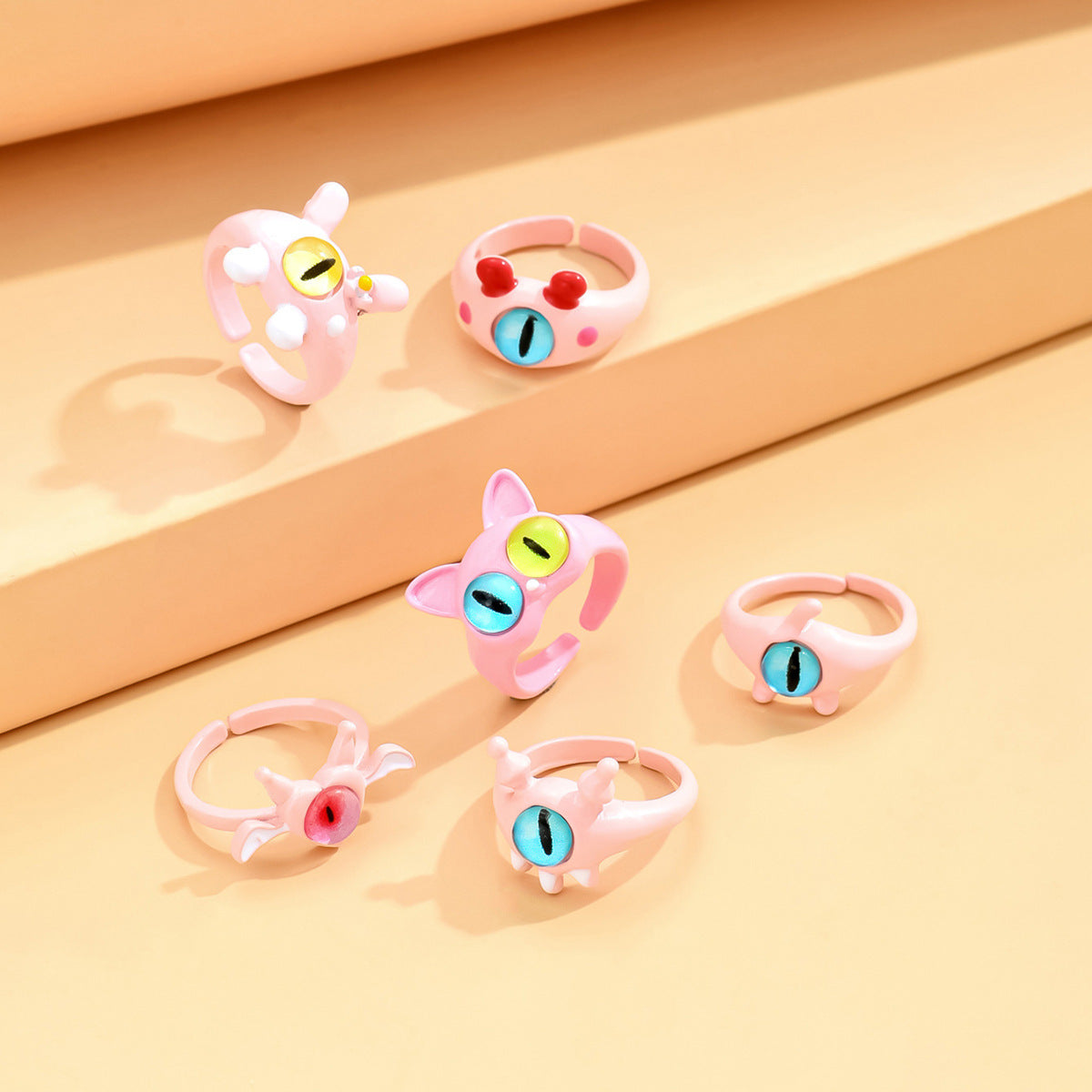 Monster Black Cat Female Dopamine Big Eyes Couple Little Finger Ring