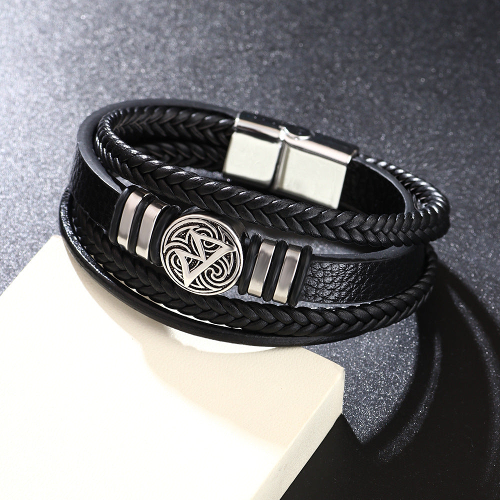 Men's Man Personality Wild Woven Leather Scripture Bracelet