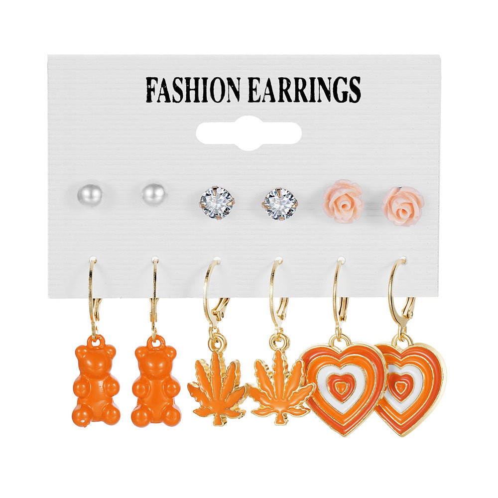 Acrylic Butterfly Cute Bear Ear Clip Earrings