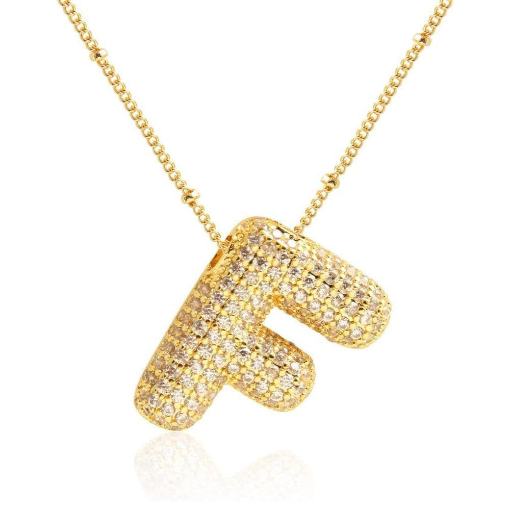 Women's Inlaid Zircon Full Diamond Bubble Letter Pendants