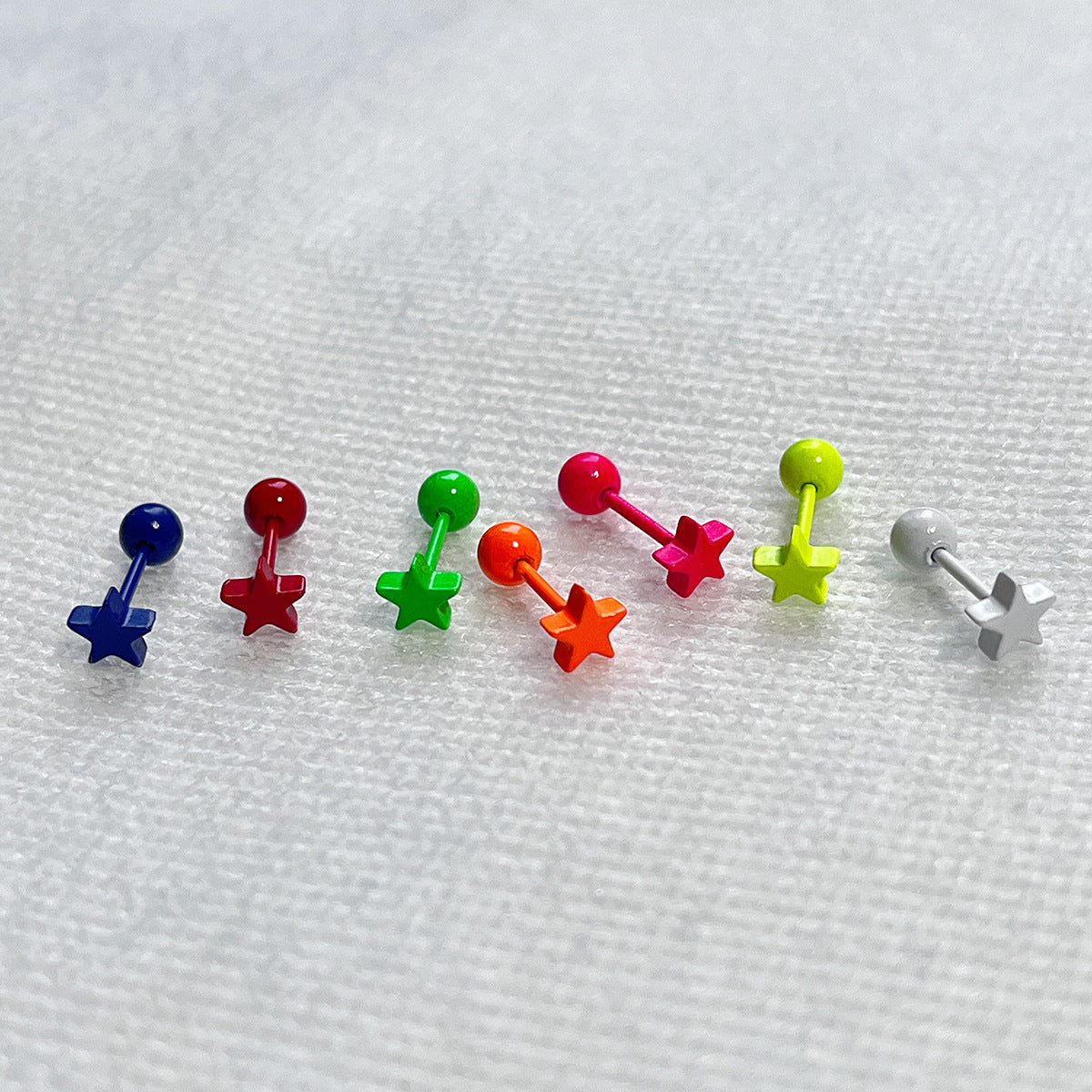 Fluorescent Titanium Steel Ear Bone Summer Hot Before Sleep Five-pointed Earrings