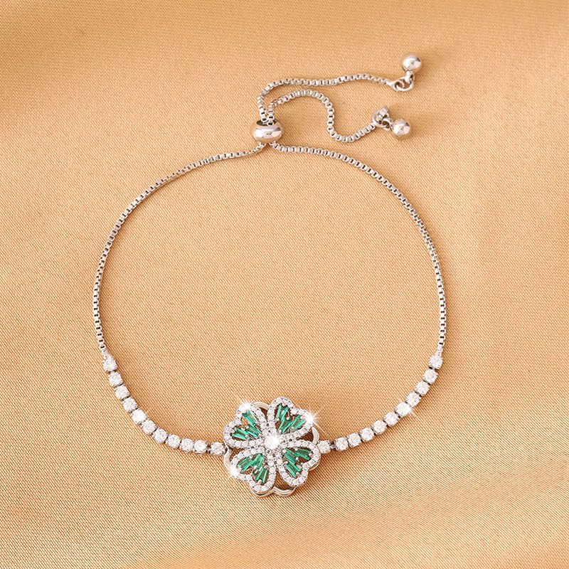 Zircon Four-leaf Clover Pull Trendy Style Affordable Luxury Fashion Bracelet