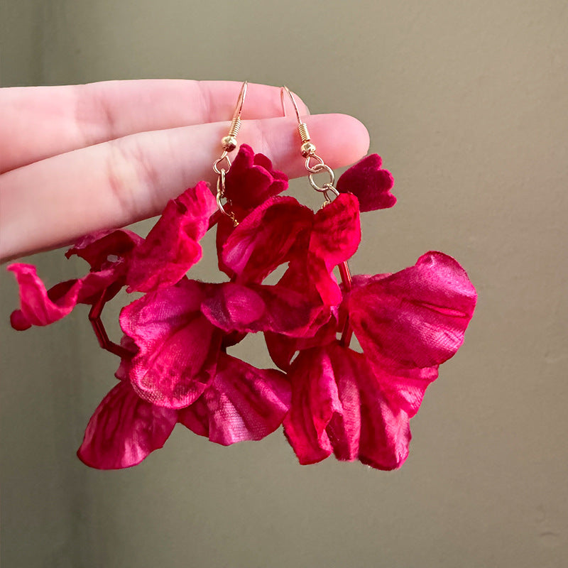 Style High-grade Blooming Petal Beaded Tassel Exquisite Smart Earrings