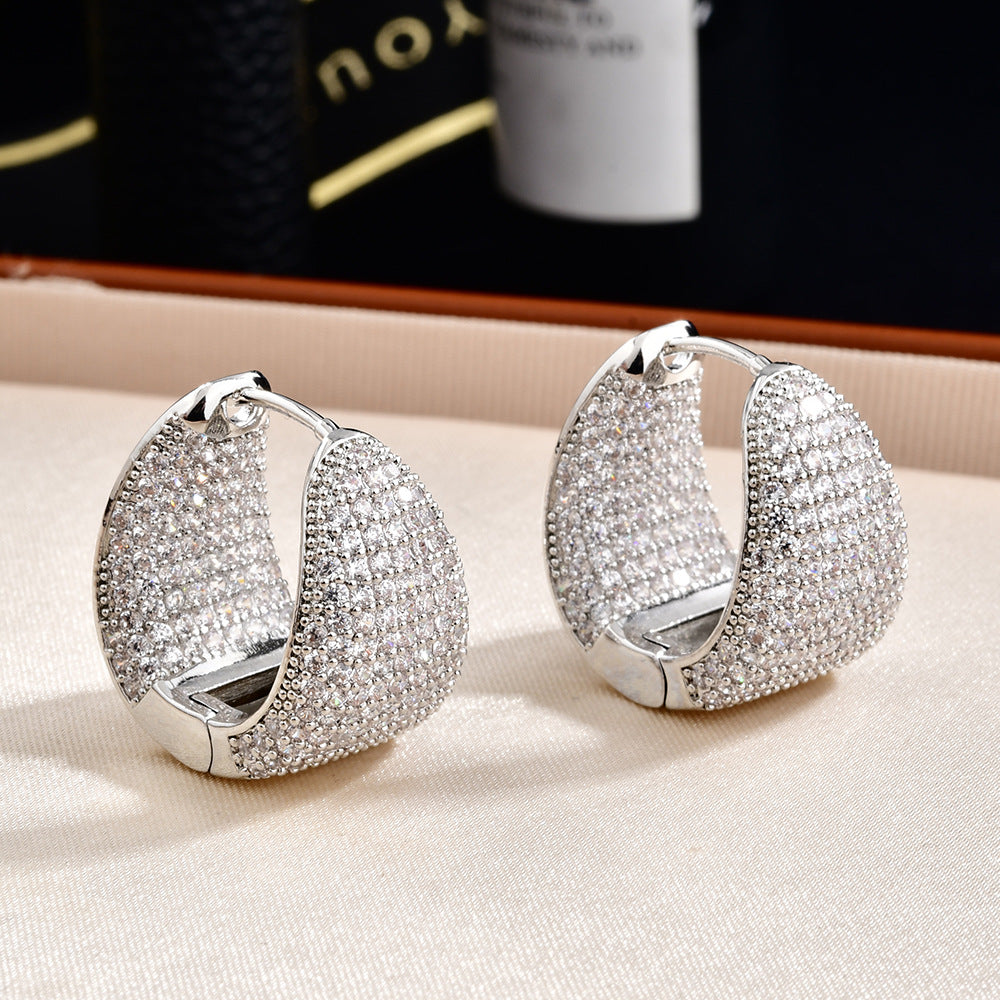 High-grade Full Diamond Water Drop Super Flash Clip Fashion Trendy Ear Buckle