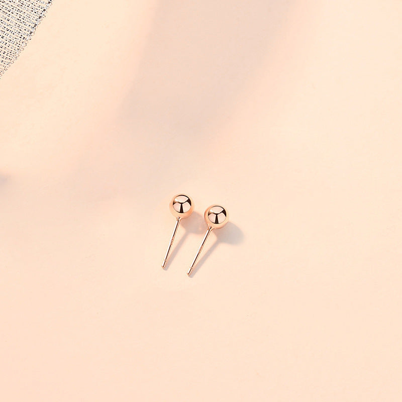 Bean-shaped Sterling Sier Simple Glossy Ball Earrings