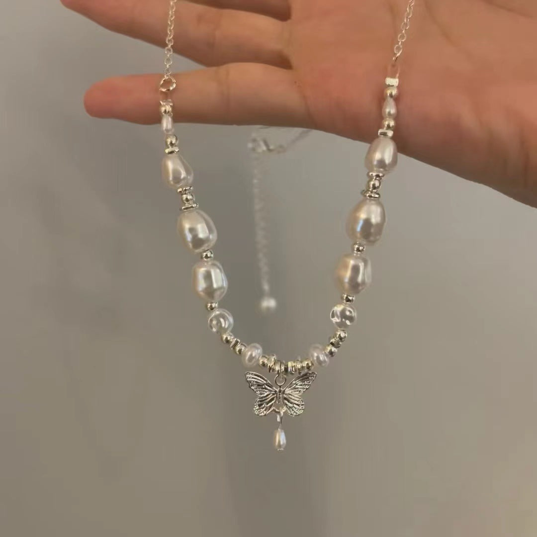 Butterfly Dream Collection Irregular Pearl Temperament Necklace