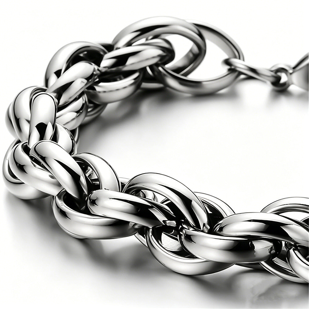 Women's & Men's Stainless Steel Twist Titanium Simple Personality Twisted Chunky Necklace