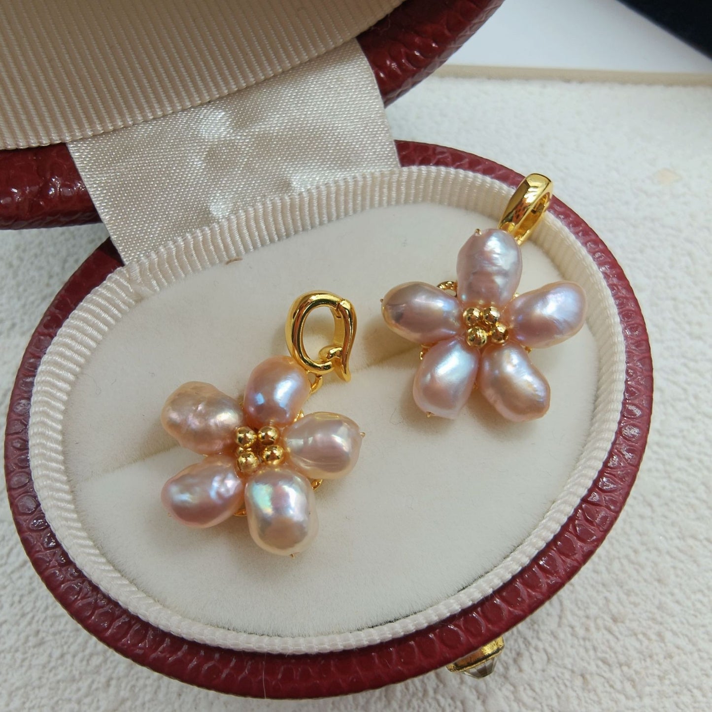 Baroque Pearl Five Petal Flower Retro Style Elegant Earrings