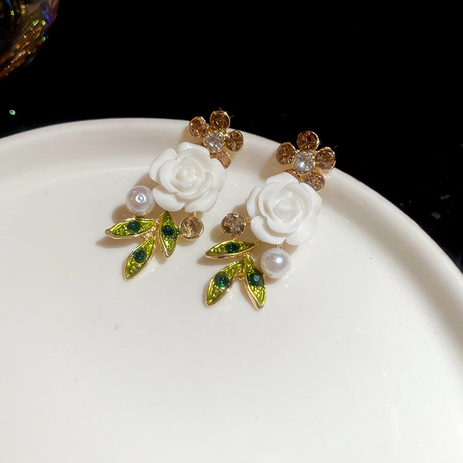 Women's Sier Crystal Flowers Exquisite Sweet Light Rings