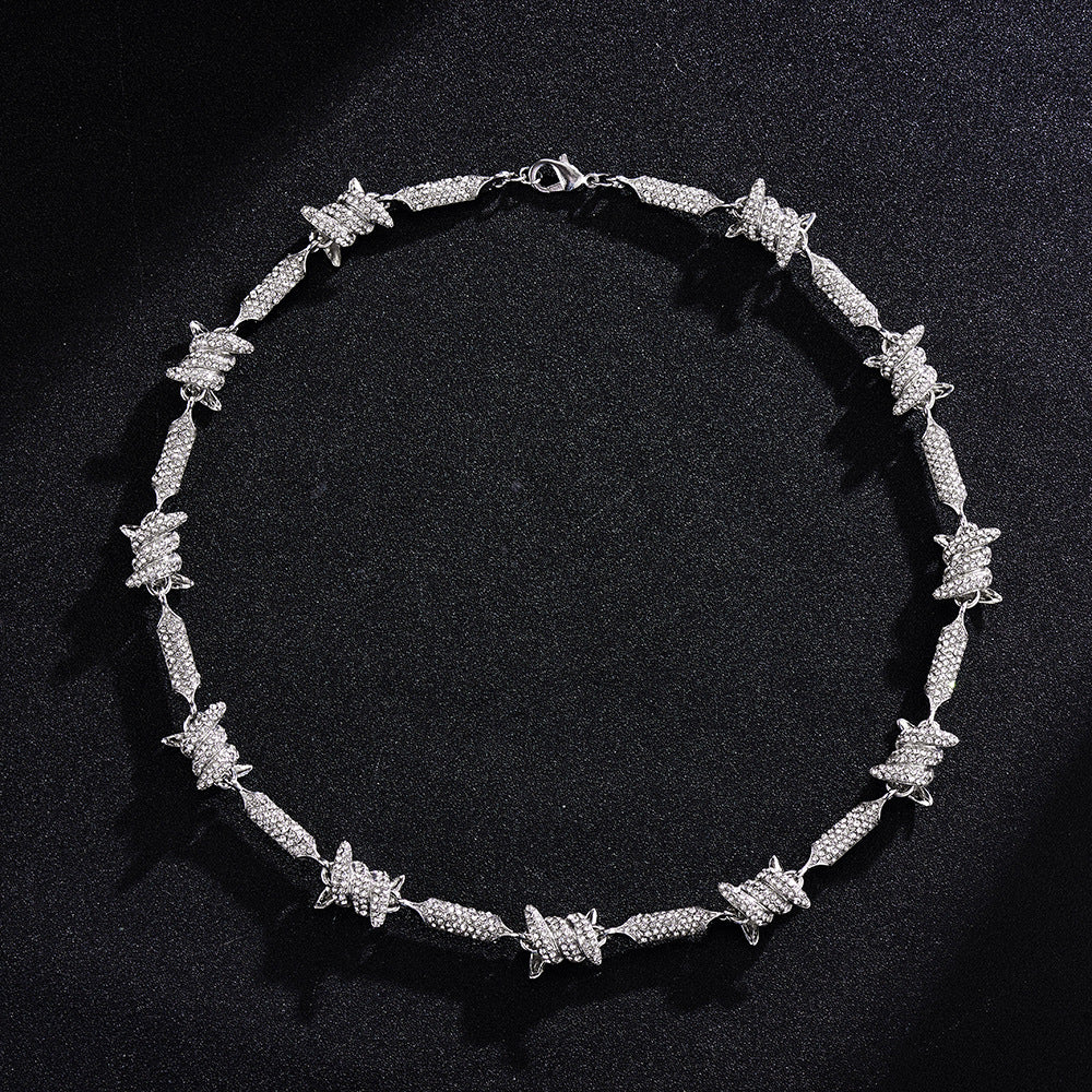 Hip Hop Irregular Three-dimensional Alloy Dense Inlaid Infinite Chain Cuban Necklace