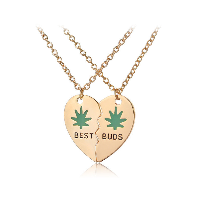 Friend Metal Stitching Love Peach Heart Necklace