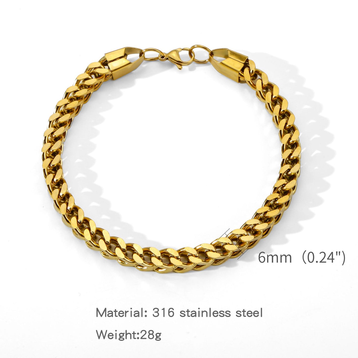 Fashion Thick Straps Titanium Steel Four-sided Geometric Positive Negative Bracelet