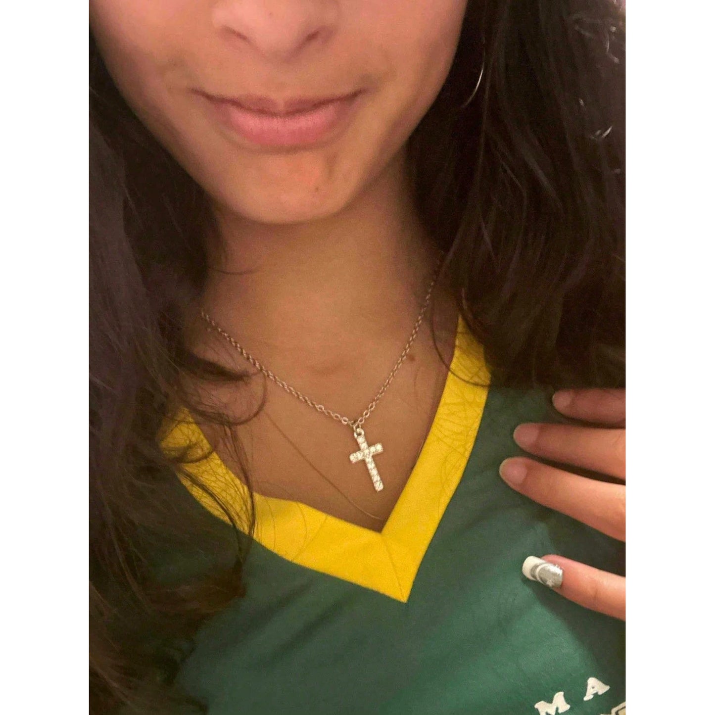 Women's Shiny Sier Diamond Cross For Hot Sweet Necklace