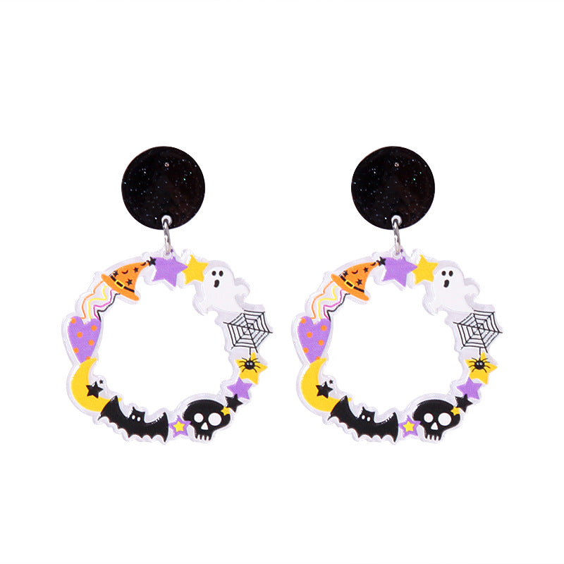 Creative Halloween Series Cartoon Funny Fun Acrylic Plate Earrings