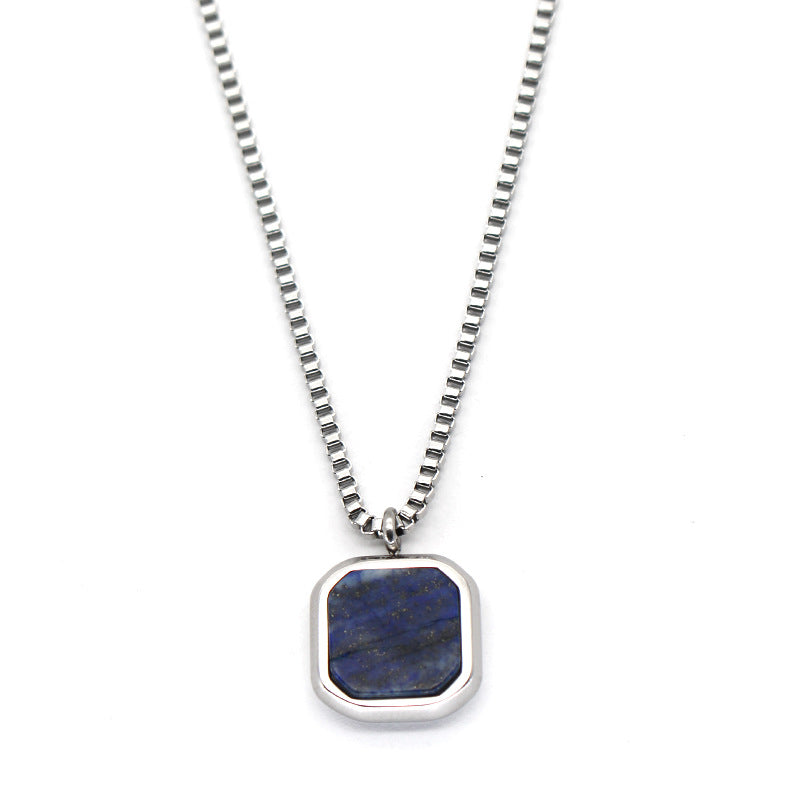 Women's Pattern Lapis Lazuli Titanium Steel Ornament Necklaces