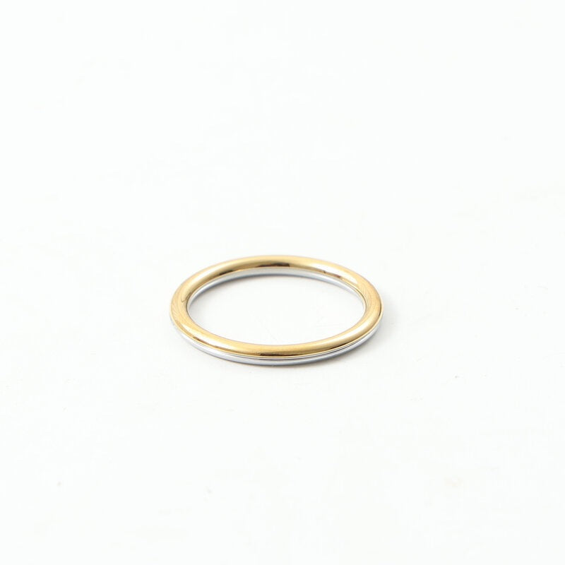 Positive Negative Two-color Arc Titanium Steel Gold Rings