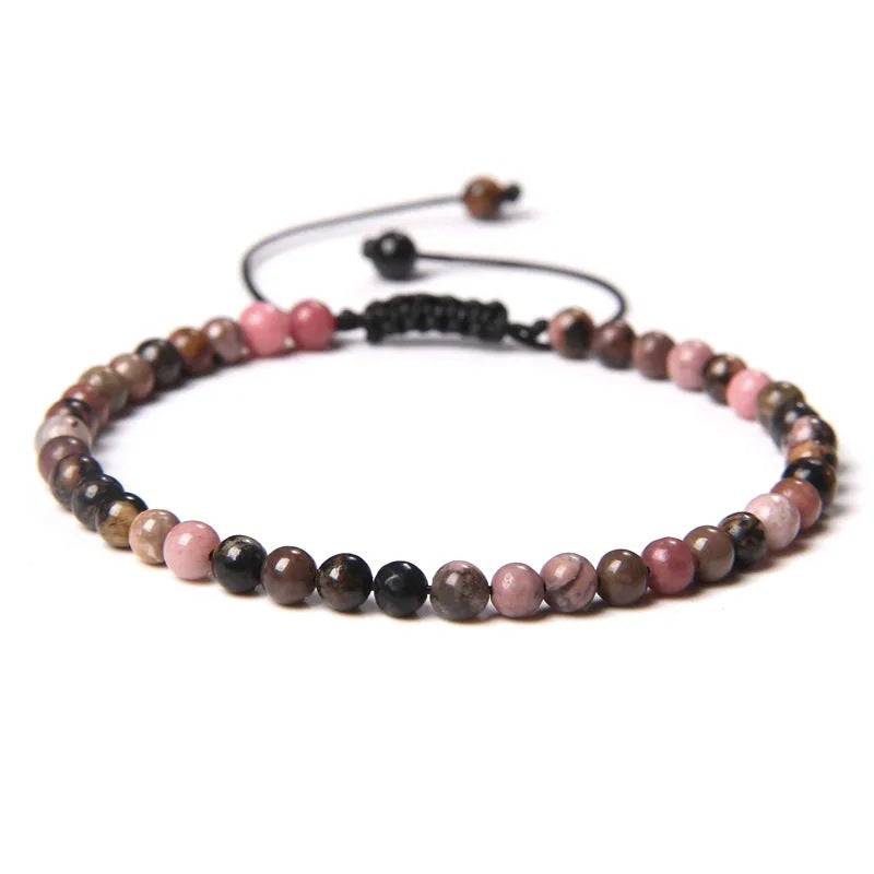 Agate Stone Braided Adjustable Gemstone Beads Bracelet