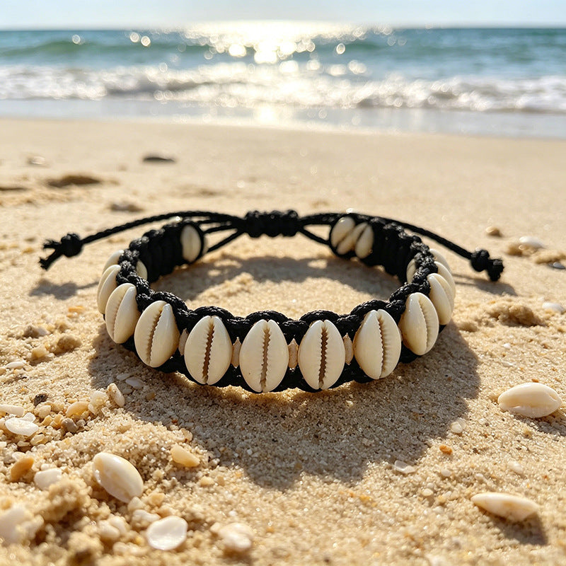 Beach Vintage Shell Bohemian Wax Line Natural Advanced Bracelet