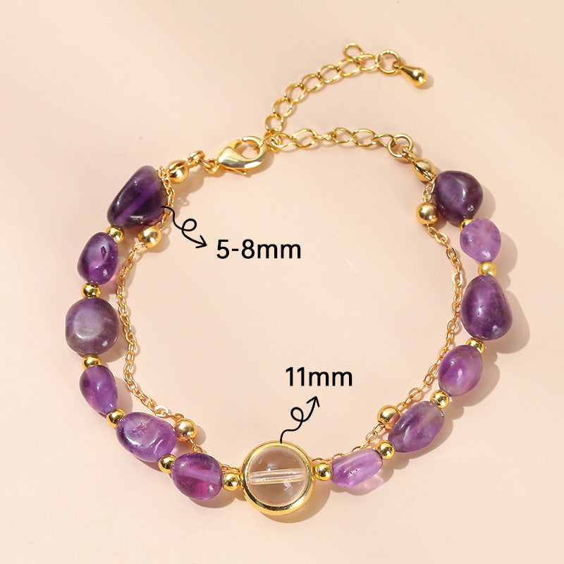 Women's Natural Amethyst Matching Fresh Citrine Double Bracelet