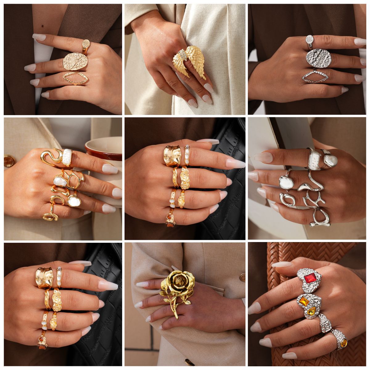 Rose Flower Love Pearl Light Luxury High Sense Ring
