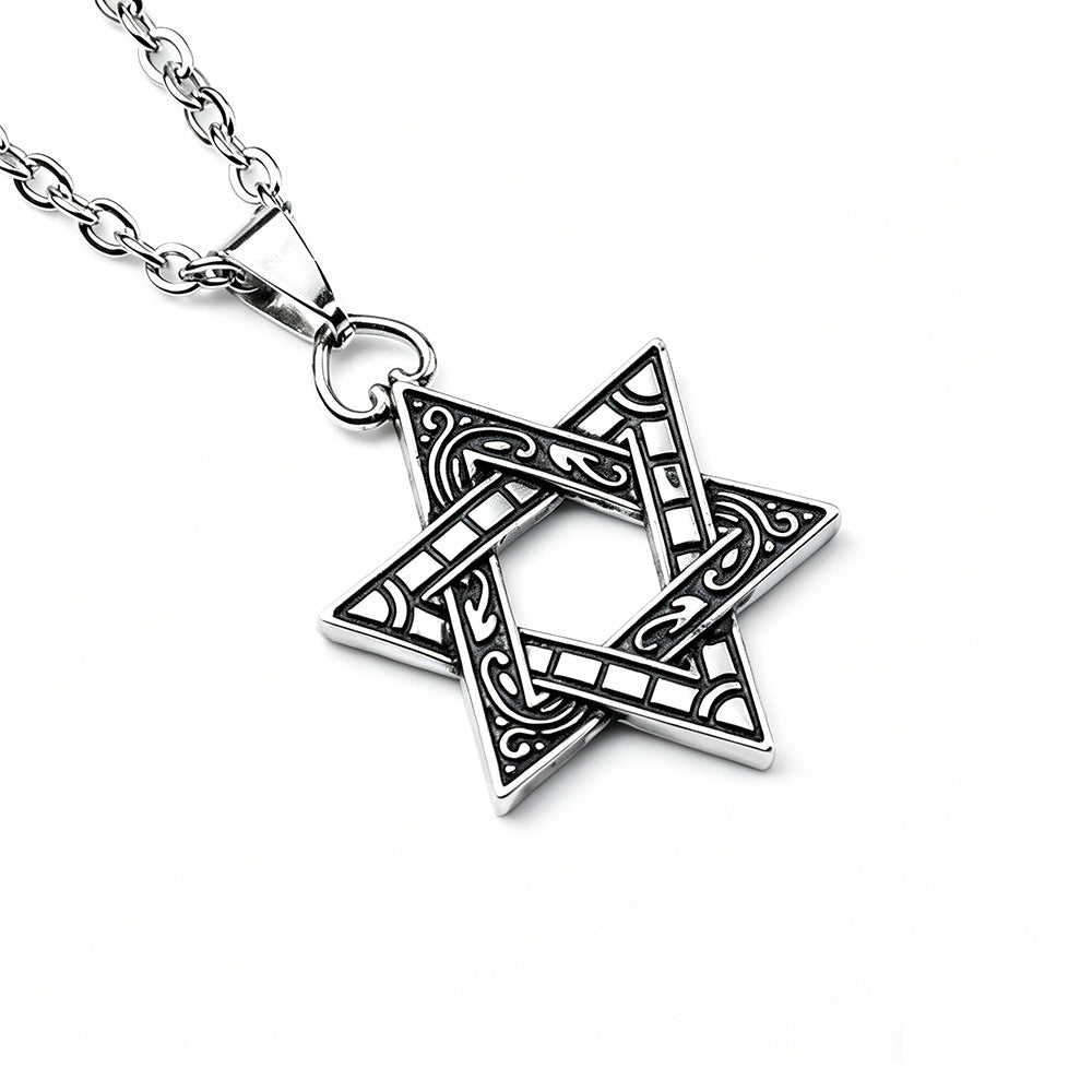 Men's Hexagram Trendy Hip Hop Long Fashion Necklaces