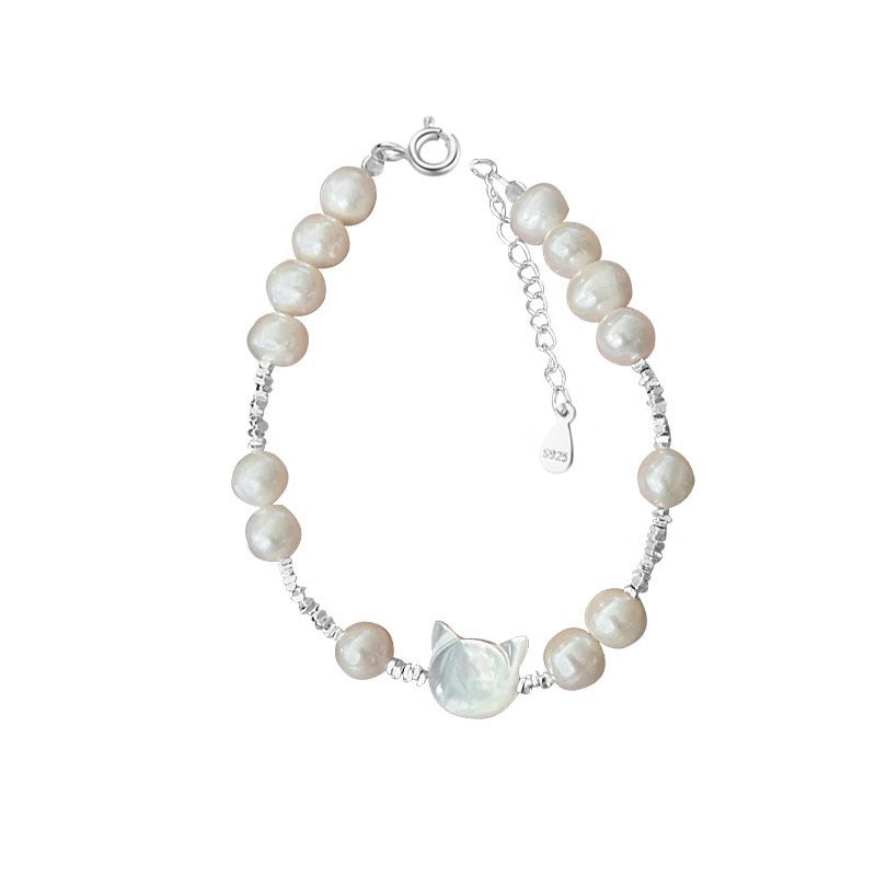 White Shell Cat Freshwater Pearl Small Pieces Of Female Style Bracelet
