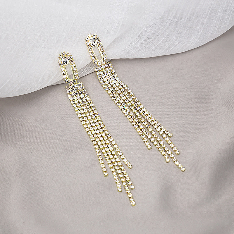 Diamond Butterfly Flower Pearl Graceful Fashionable Long Earrings