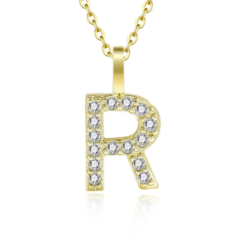 Diamond Inlaid Zircon English Letter Female Pendants